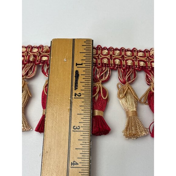 Decorative Red & Gold Tassel Trim Ribbon 1 yard + 20" Festive Accents Vtg - Picture 3 of 13